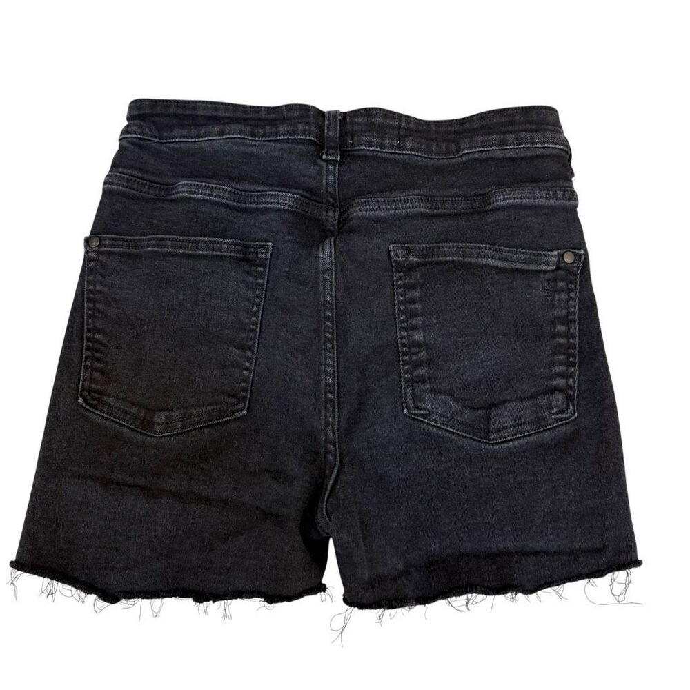 Anthropologie Pilcro The Icon Black High Rise Denim Shorts Sz 30 Raw Hem Stretch - Picture 2 of 9